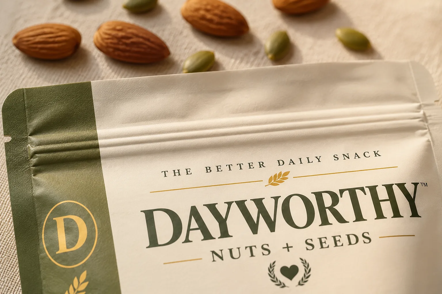 Close-up of the resealable press-to-close top of a Dayworthy pouch